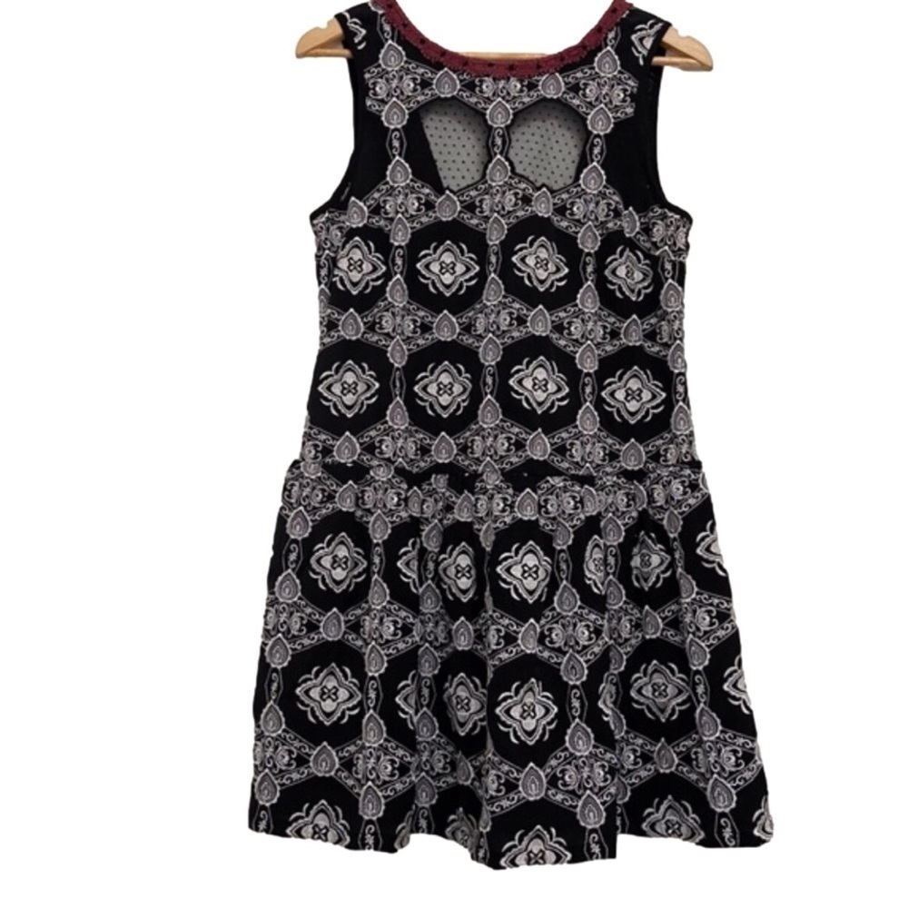 Free People Open Back Cutout Dress Black Embroidered Boho Festival Goth Small